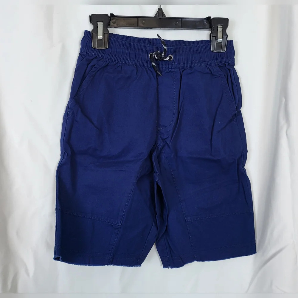 NWT Crazy 8 Boys Navy Blue Drawstring Waist Raw Hem Cotton Shorts Size S (5/6)